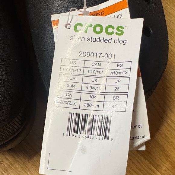 CROCS women’s 12 men’s 10 Black Studded Platform Mules NEW siren studded clog - Picture 4 of 10